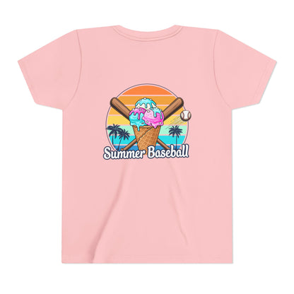 Summer Baseball Ice Cream Cone Youth Tee | Summer Collection