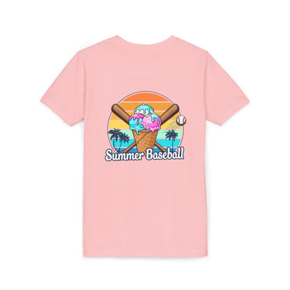 Summer Baseball Ice Cream Cone Youth Tee | Summer Collection